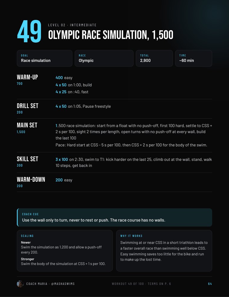 Page 64: workout 49, Olympic race simulation